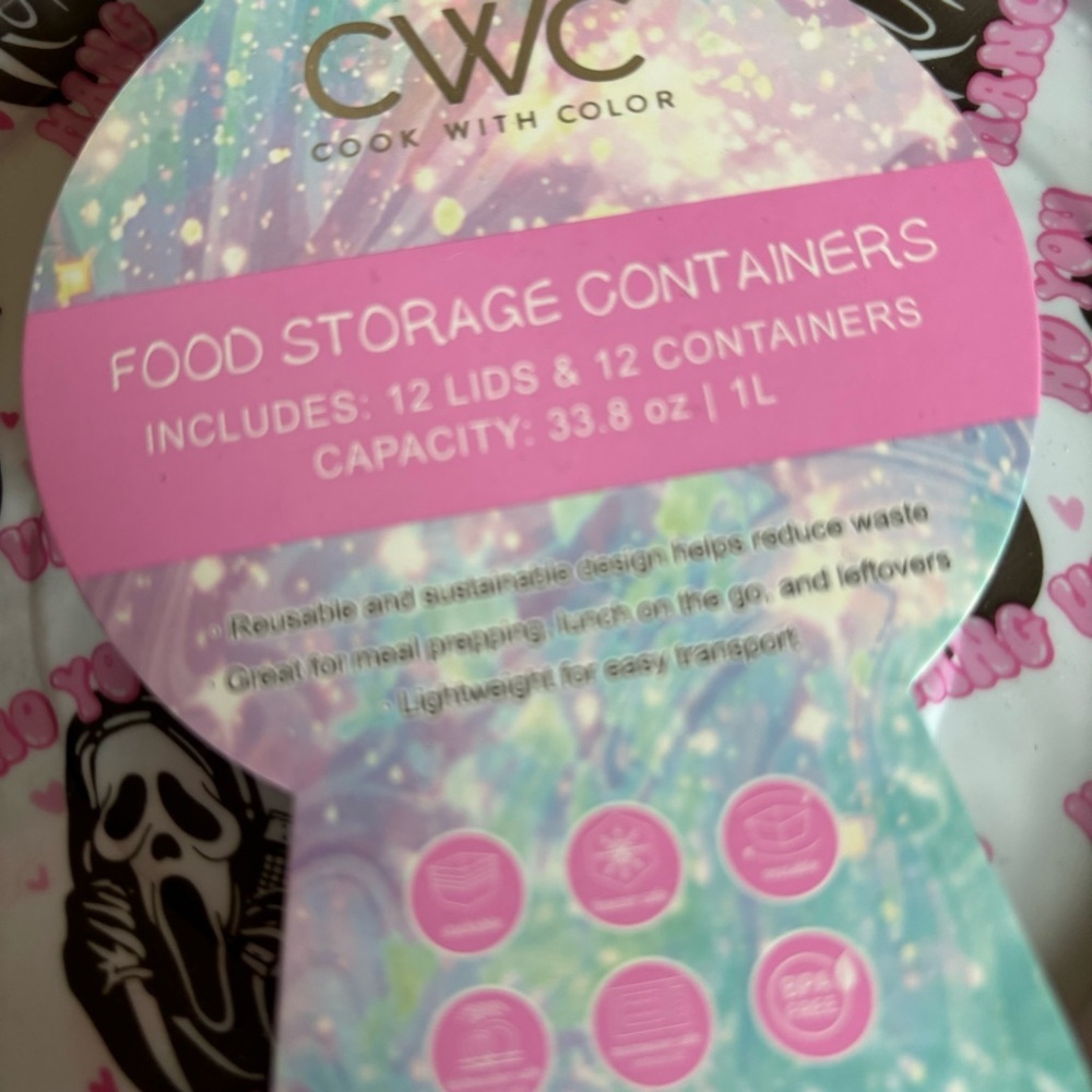 CWC Cook With Color Ghostface Food Storage Container Set NWT Halloween Themed - Picture 4 of 8